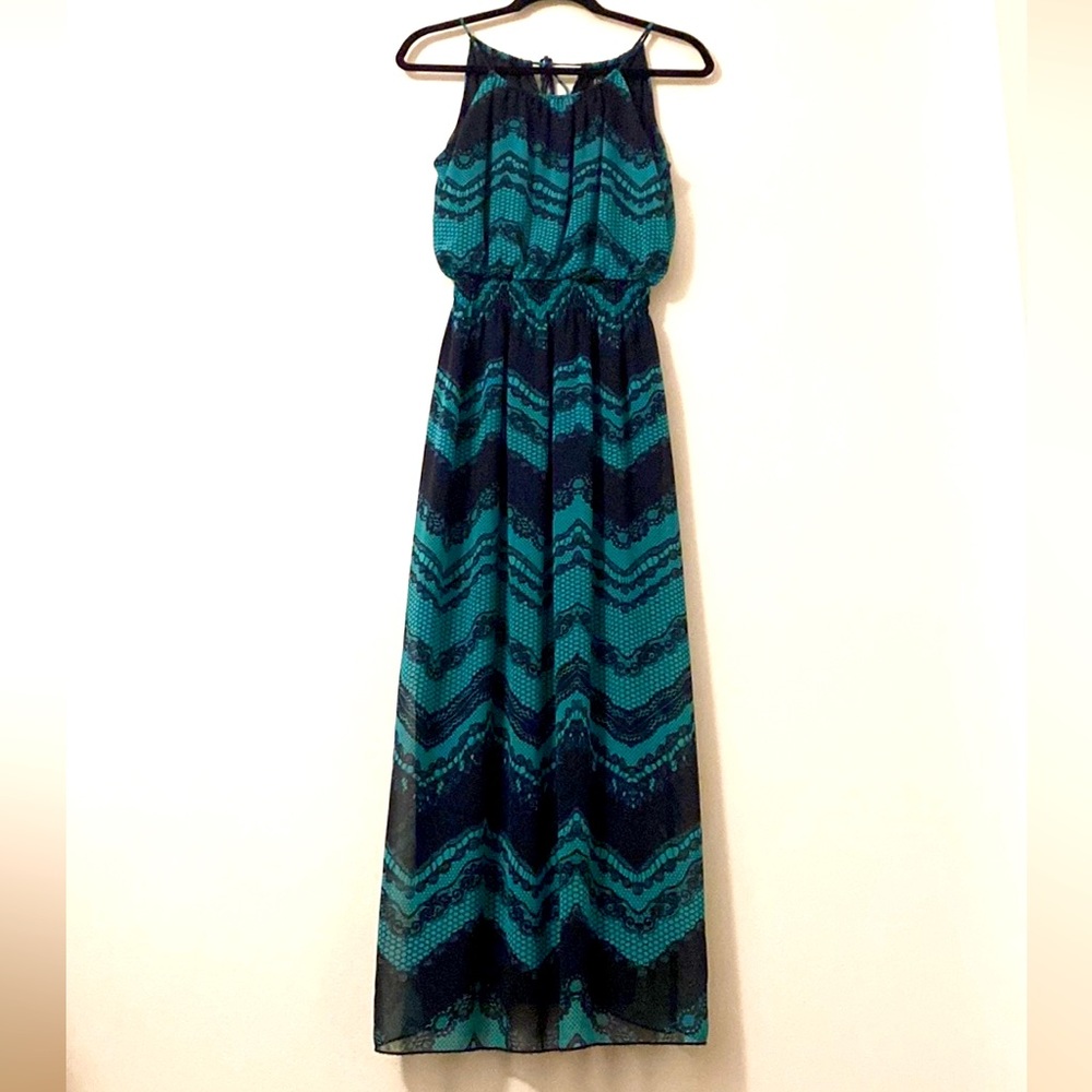 Black & Green Maxi Dress
